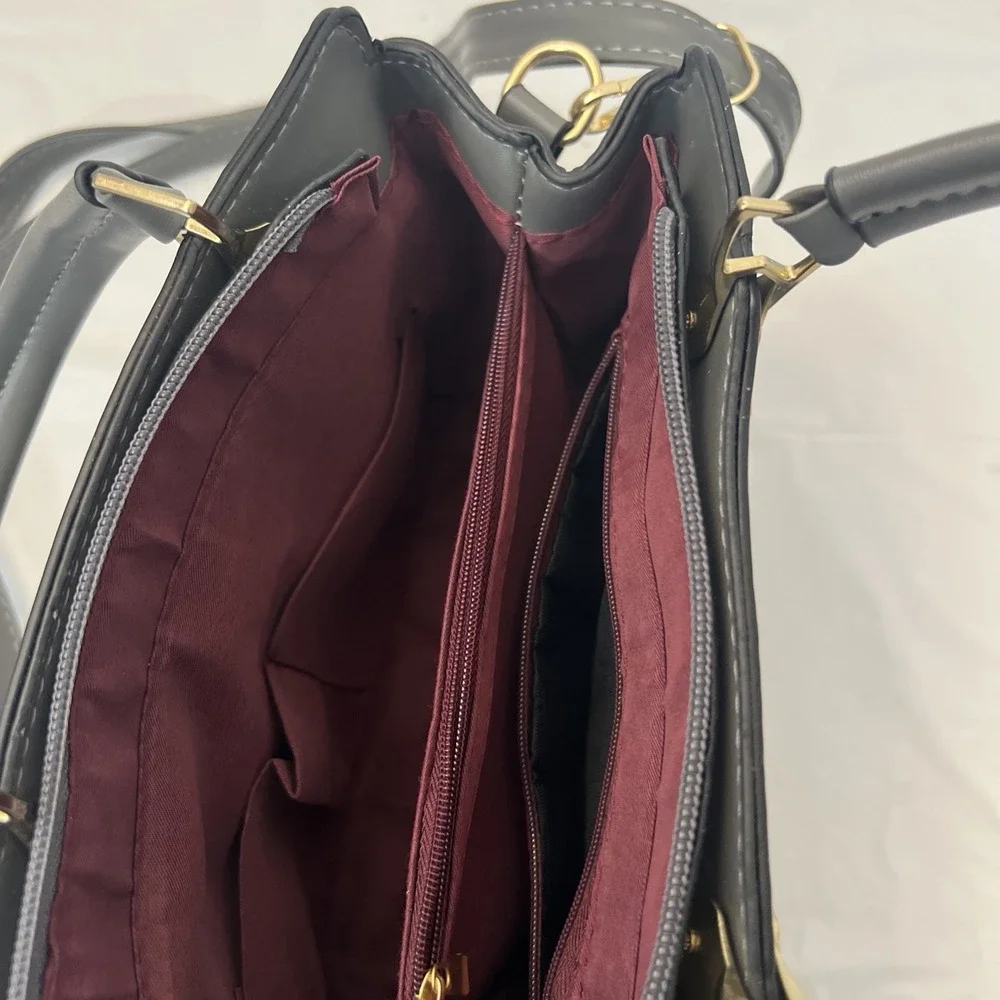 Danbaoly Handbag Shoulder Crossbody Gray Purse 9.5‎ X 7 X 4 Faux Leather Hearts